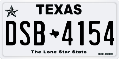 TX license plate DSB4154