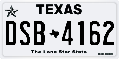 TX license plate DSB4162
