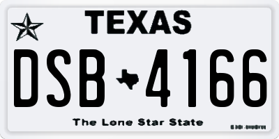 TX license plate DSB4166