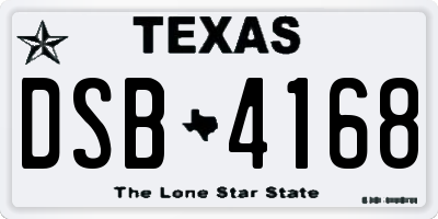 TX license plate DSB4168