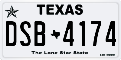 TX license plate DSB4174