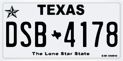 TX license plate DSB4178
