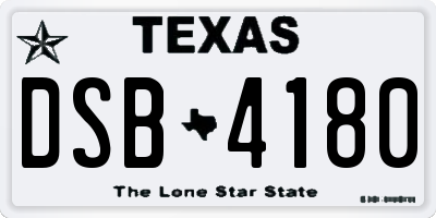 TX license plate DSB4180
