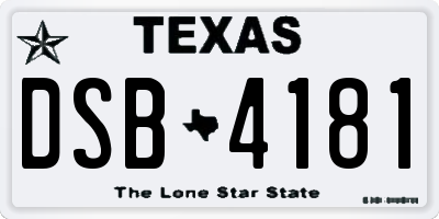 TX license plate DSB4181