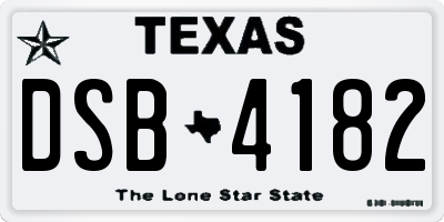 TX license plate DSB4182