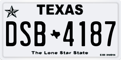 TX license plate DSB4187