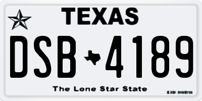 TX license plate DSB4189