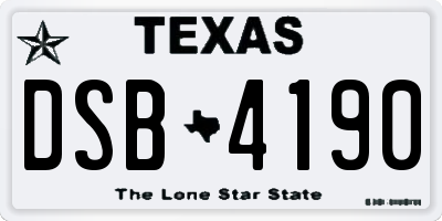 TX license plate DSB4190