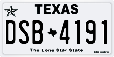 TX license plate DSB4191