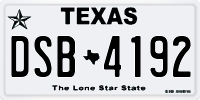 TX license plate DSB4192