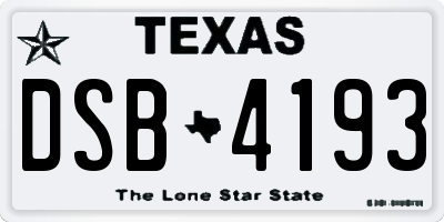 TX license plate DSB4193