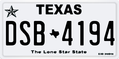 TX license plate DSB4194