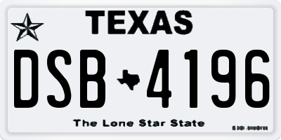 TX license plate DSB4196