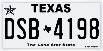TX license plate DSB4198
