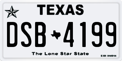 TX license plate DSB4199