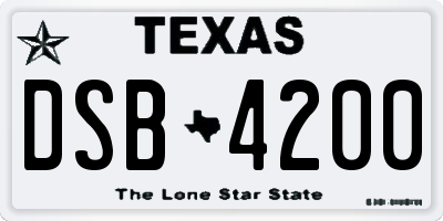 TX license plate DSB4200