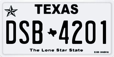 TX license plate DSB4201