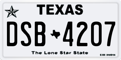 TX license plate DSB4207