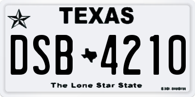 TX license plate DSB4210