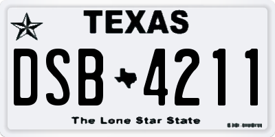 TX license plate DSB4211