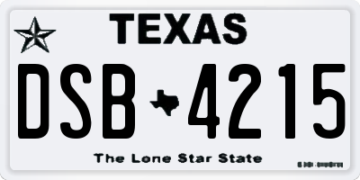 TX license plate DSB4215