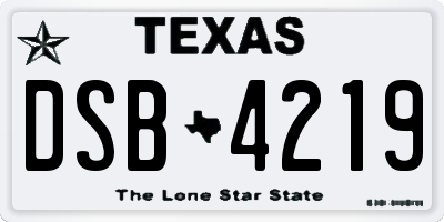 TX license plate DSB4219
