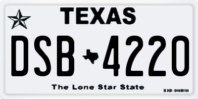 TX license plate DSB4220