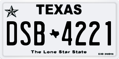 TX license plate DSB4221