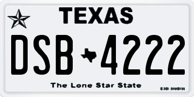 TX license plate DSB4222