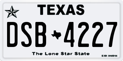 TX license plate DSB4227