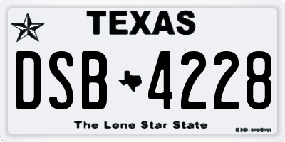 TX license plate DSB4228