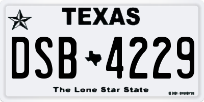 TX license plate DSB4229