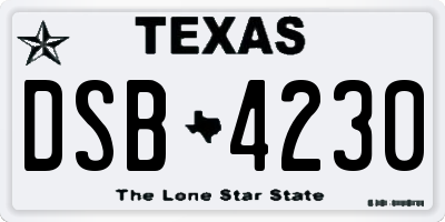TX license plate DSB4230