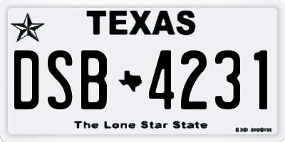 TX license plate DSB4231