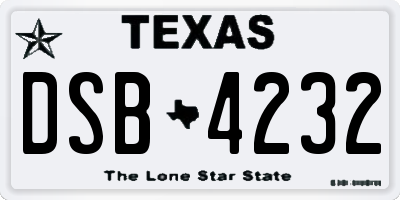 TX license plate DSB4232
