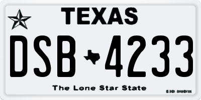 TX license plate DSB4233