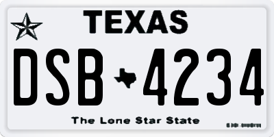 TX license plate DSB4234
