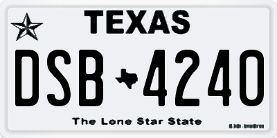 TX license plate DSB4240