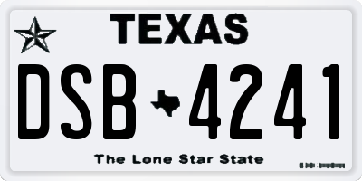 TX license plate DSB4241