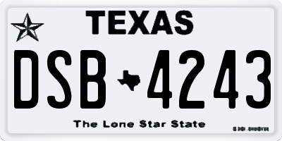 TX license plate DSB4243