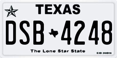 TX license plate DSB4248