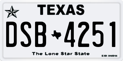 TX license plate DSB4251
