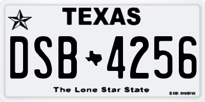 TX license plate DSB4256