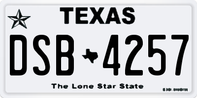 TX license plate DSB4257