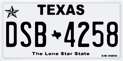 TX license plate DSB4258