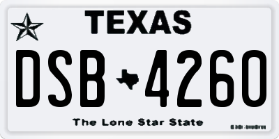 TX license plate DSB4260