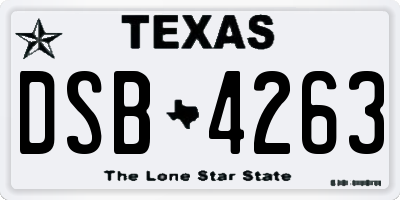 TX license plate DSB4263