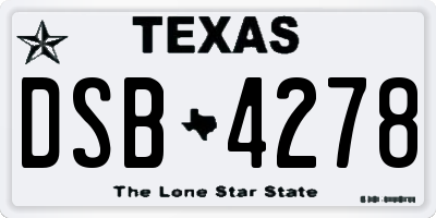 TX license plate DSB4278