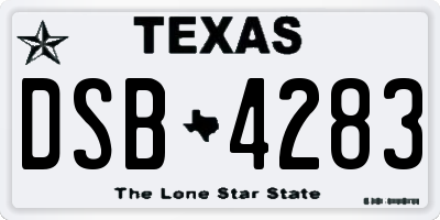 TX license plate DSB4283