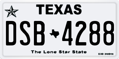 TX license plate DSB4288